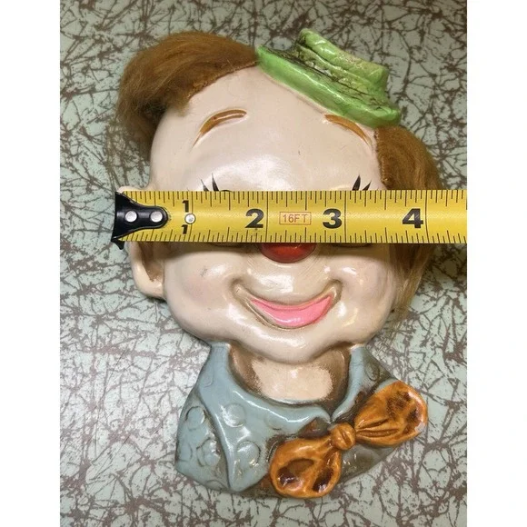 Vintage 1960's ENESCO-Japan Pair of Clown Wallhangings (Chalkware) E-8982 Stamp - Picture 7 of 8